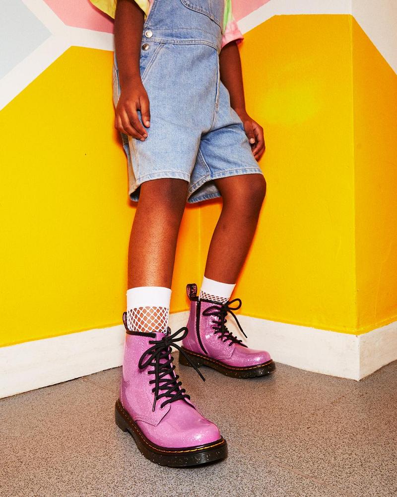 Pink Kids' Dr Martens Junior 1460 Glitter Lace Up Boots | CA 677SGL